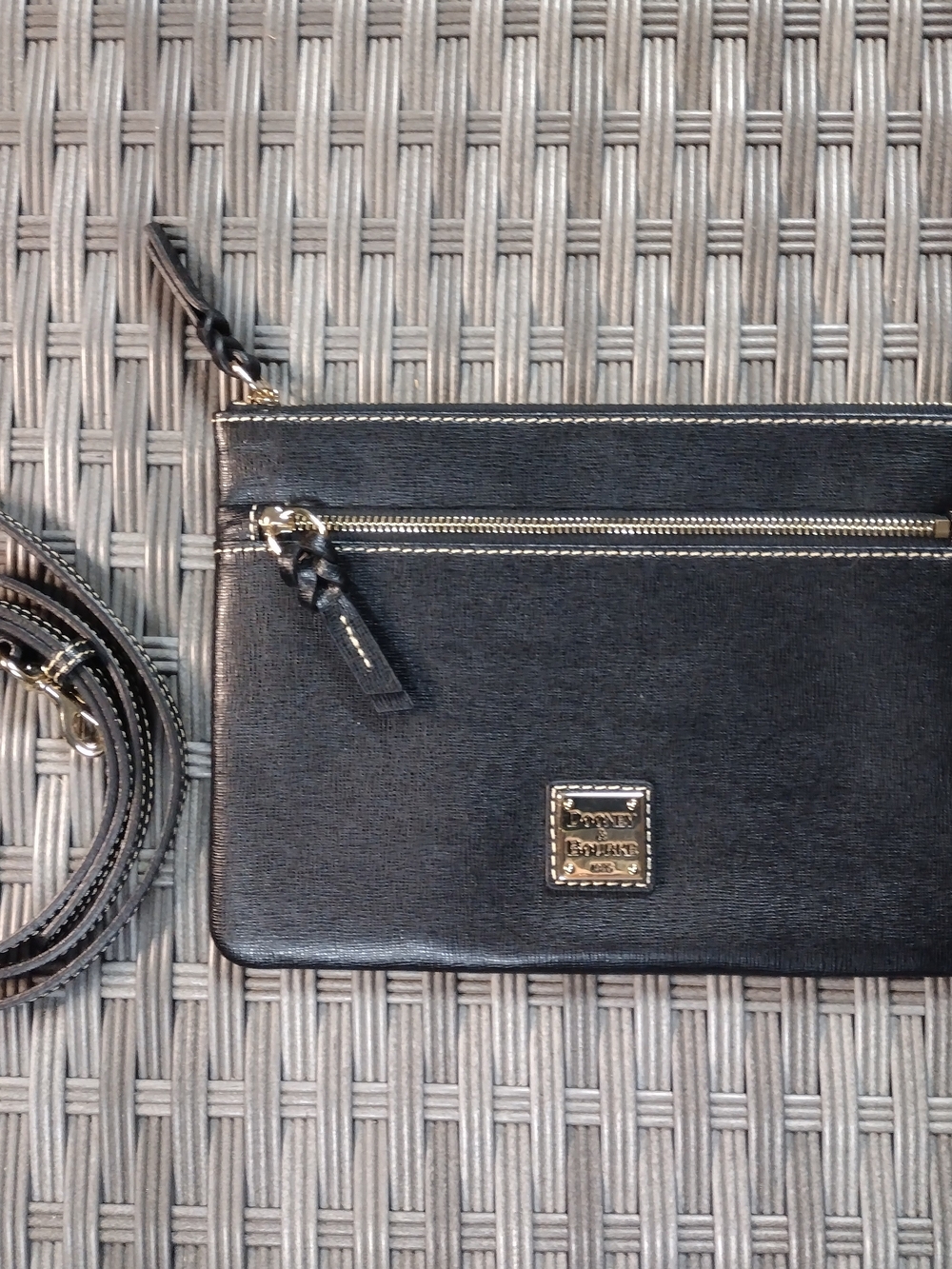 Dooney & Bourke Black Leather Wristlet with Gold Hardware